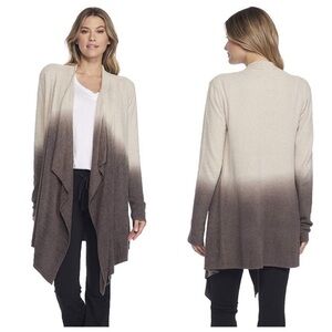 BAREFOOT DREAMS Bamboo Chic Lite Ombre Calypso Wrap Cardigan Stone Cocoa S/M NWT